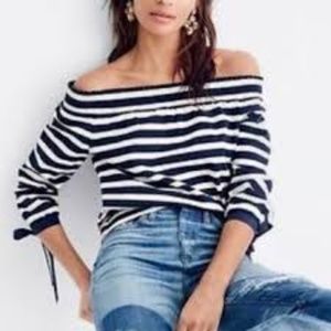 J Crew Off the Shoulder Striped Top